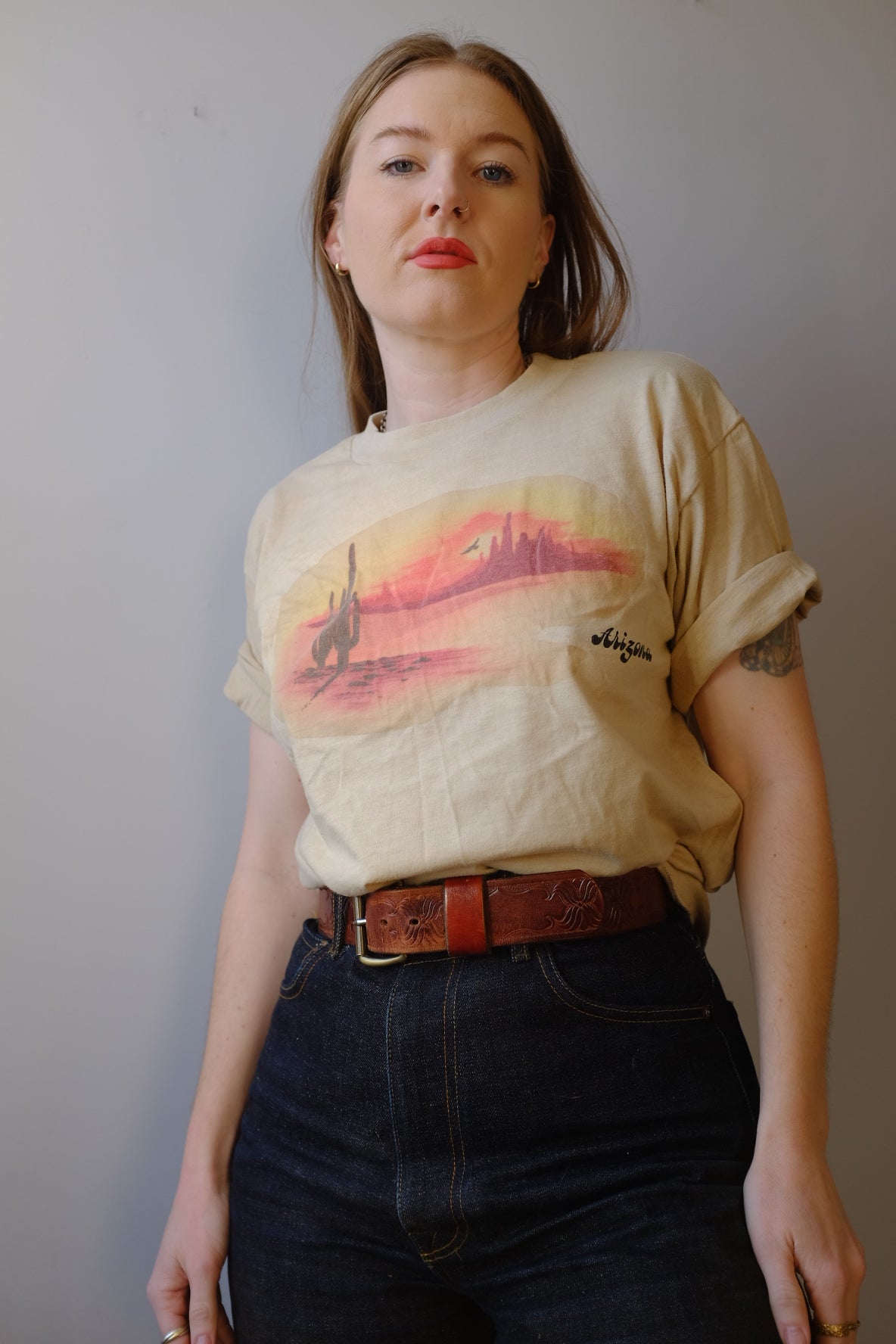 1980s Arizona Scenery Tan T Shirt M