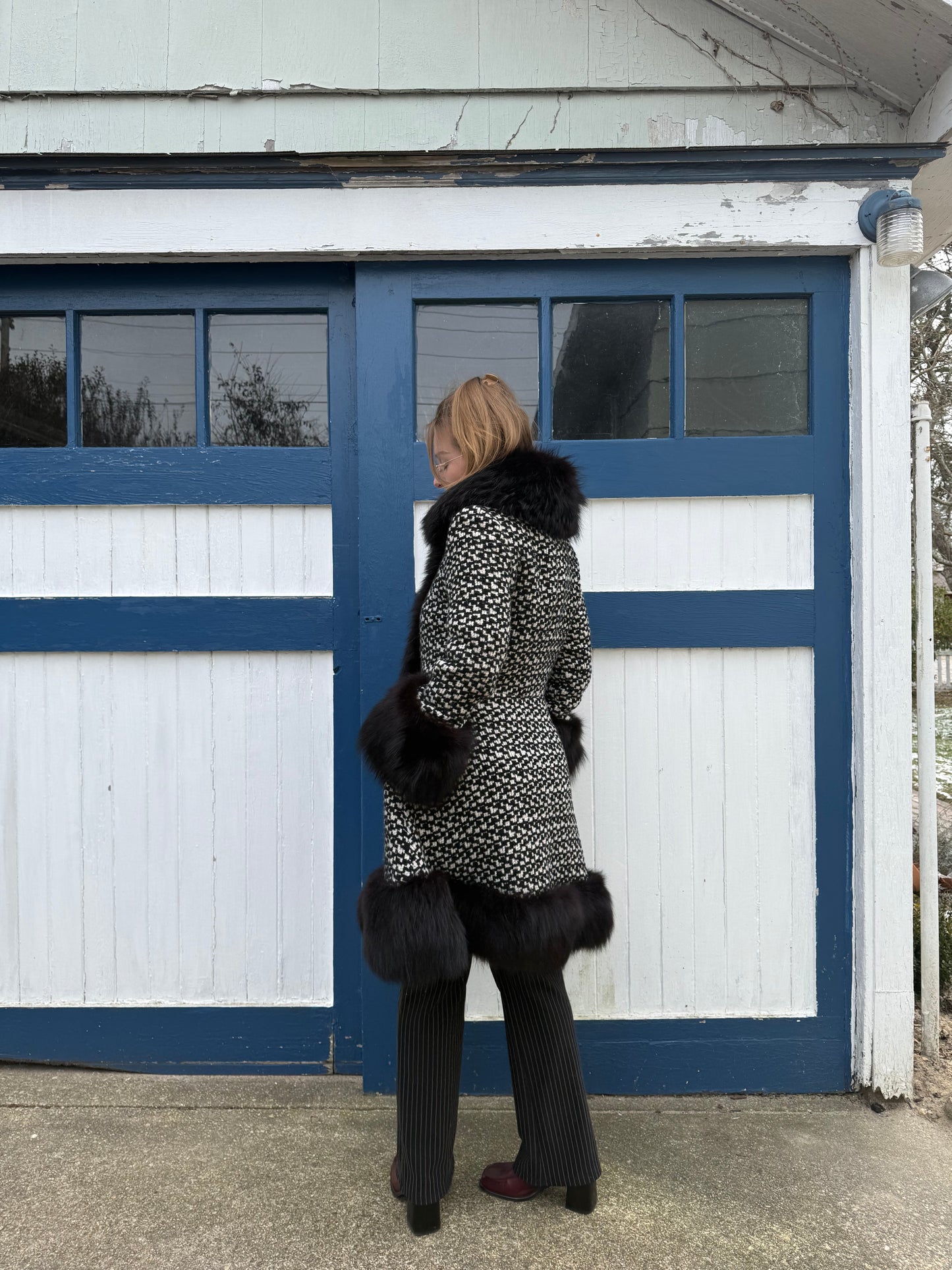1950s Fur Lined Tweed Coat