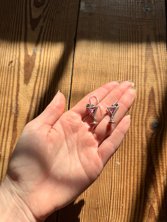 925 Silver Martini Glass Earrings