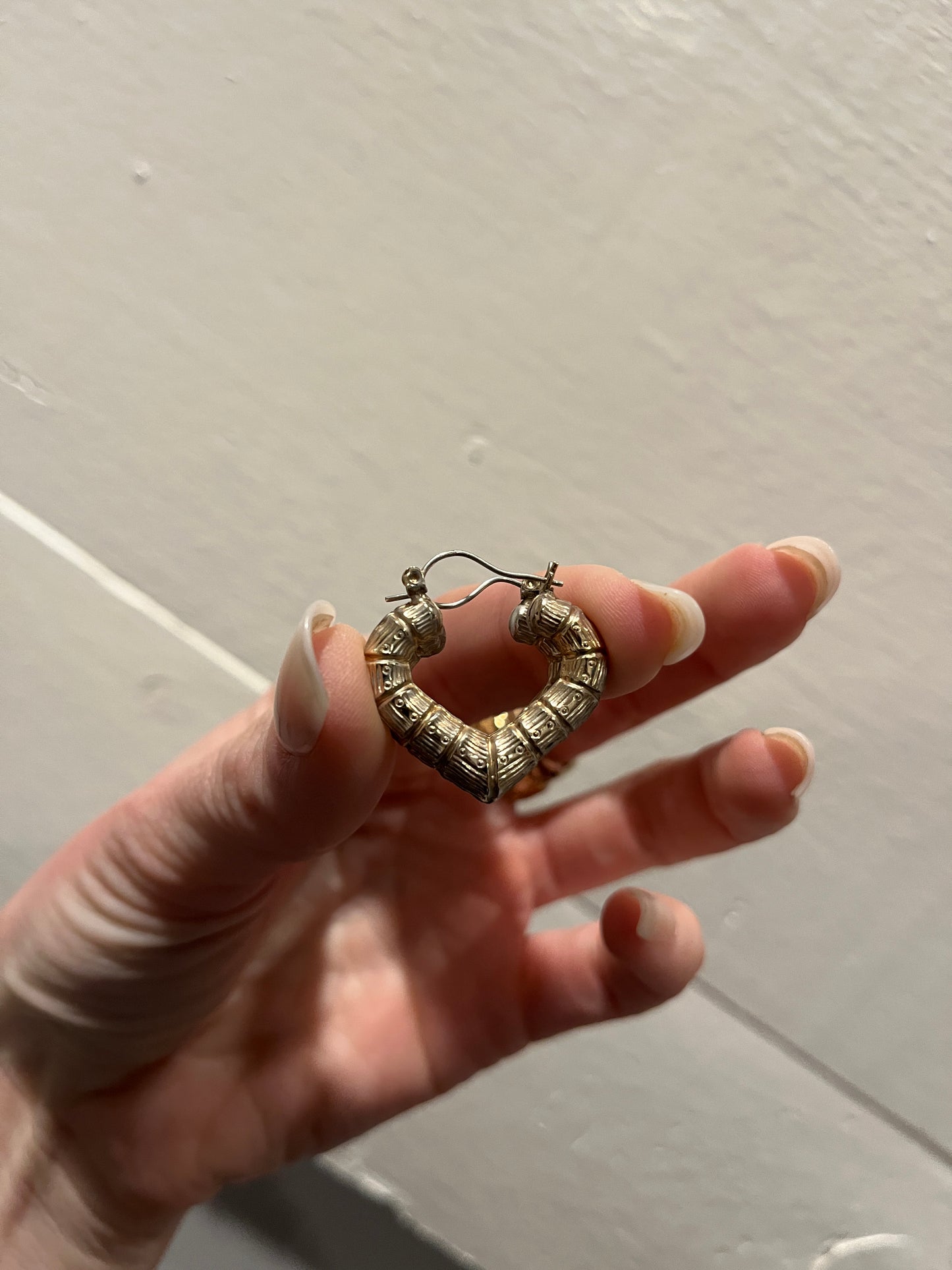 10K Gold Heart Bamboo Hoops