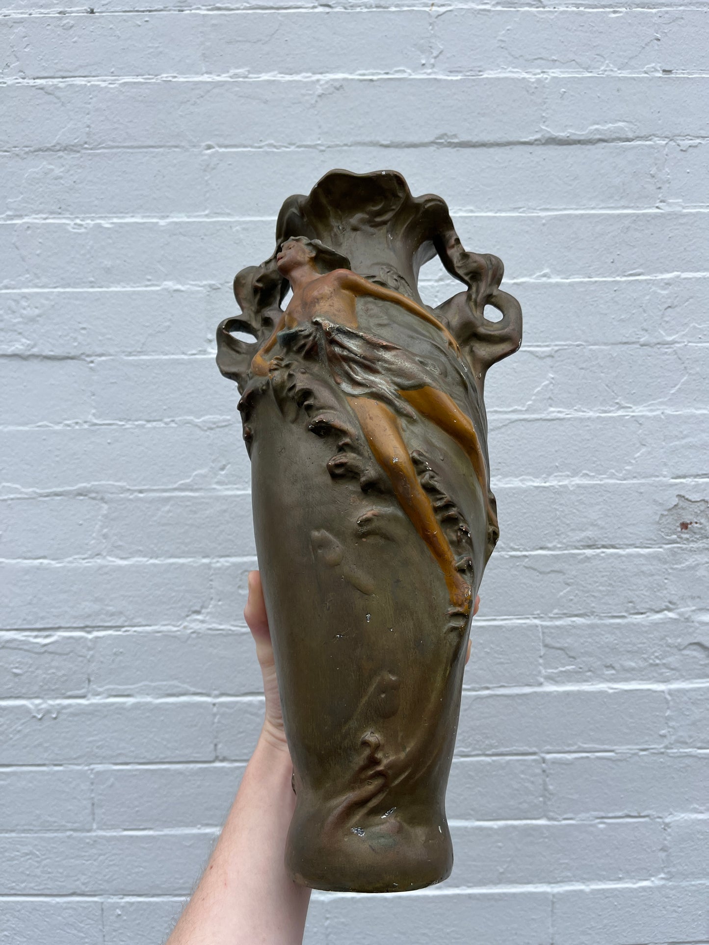 Art Nouveau Ceramic Figure Vase