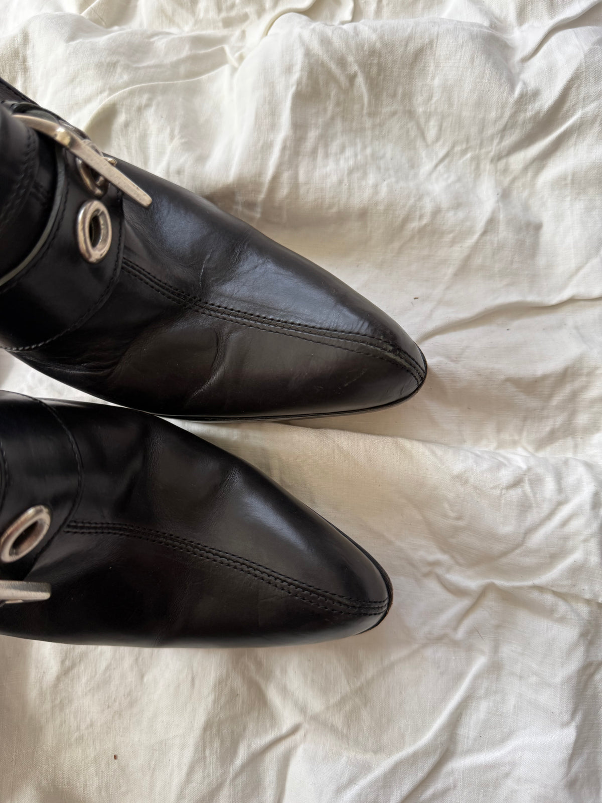 Vintage Yves Saint Laurent Black Leather Clogs with Buckle 36.5
