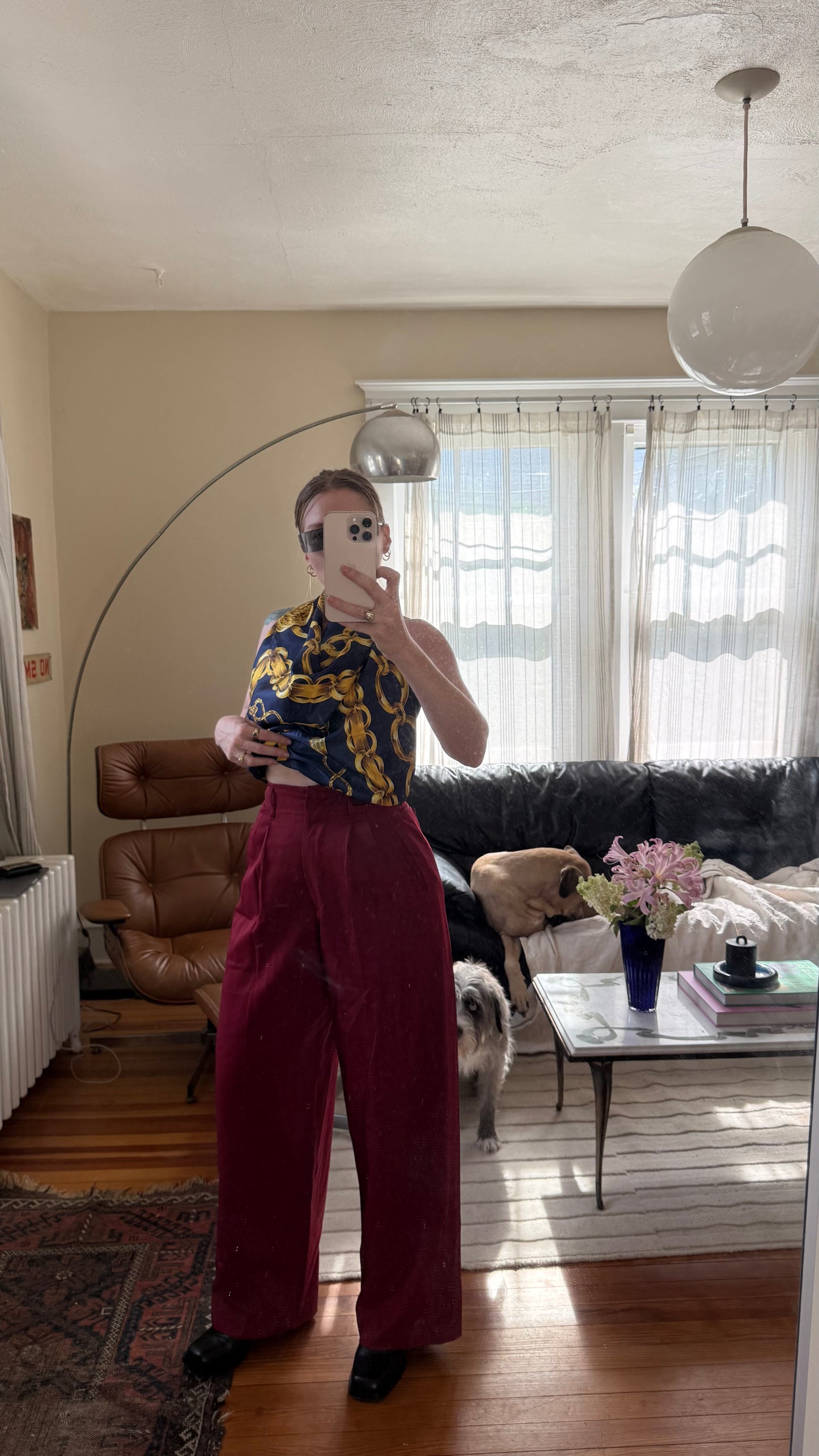 1990s Jean Paul Gaultier Deep Red Wide Leg Trousers 24”