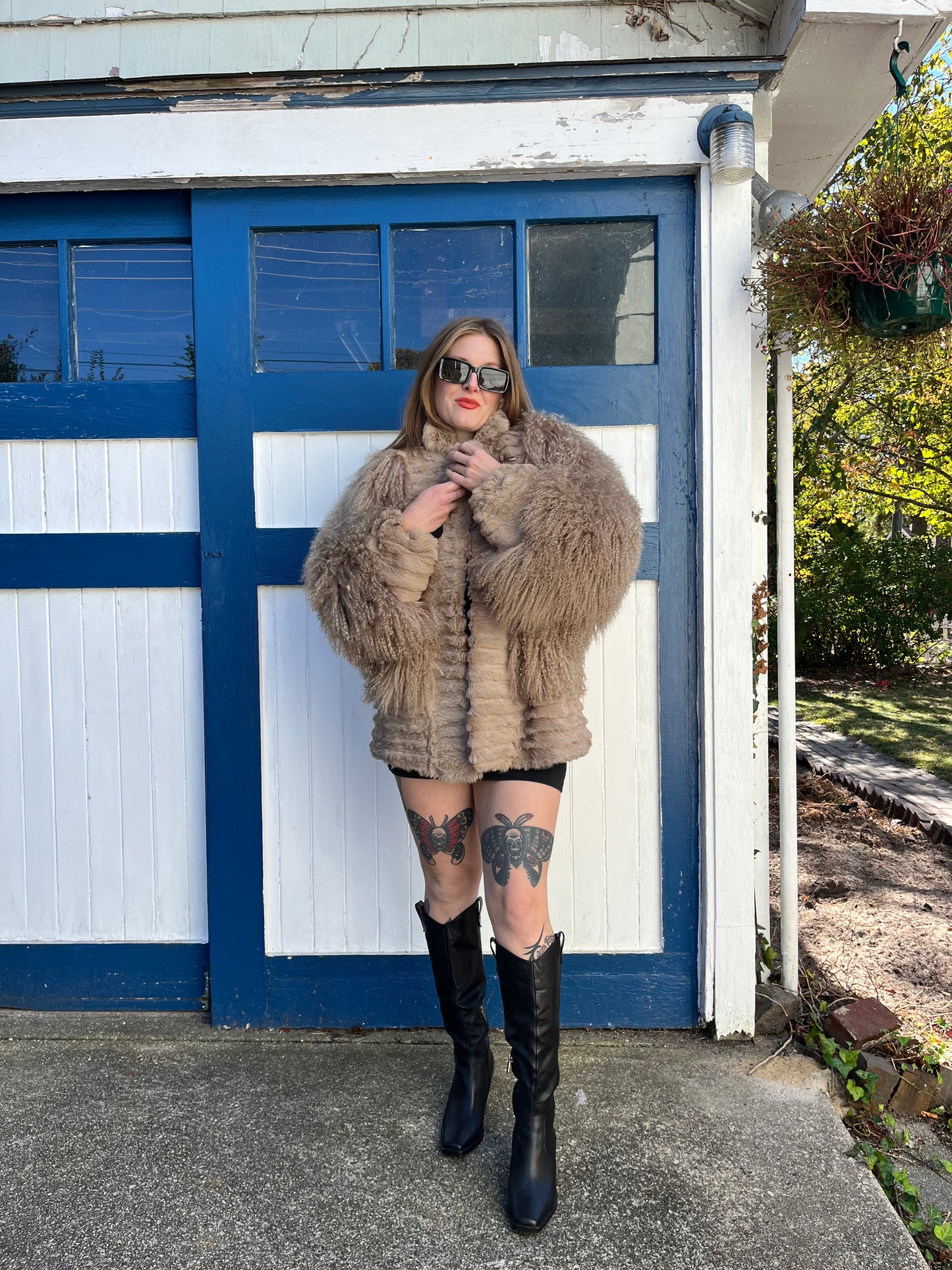 Vintage Mongolian Lamb & Rabbit Fur Coat