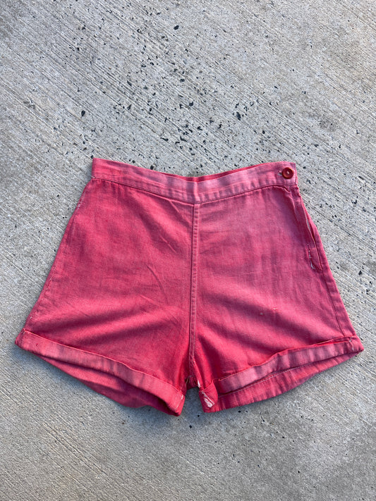 1940s Side Zip Pink Shorts 26”