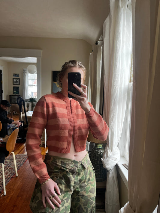 1950s Pink Striped Sweater