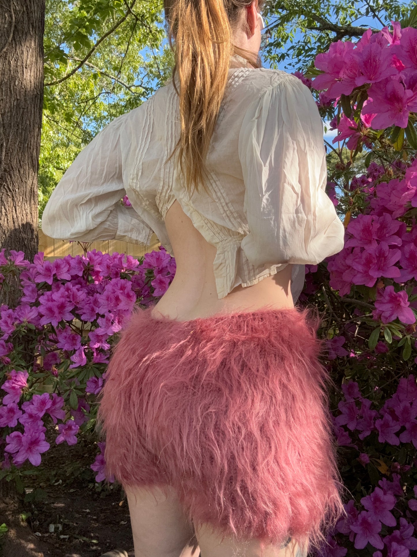 Hot Pink Shaggy Mohair Shorts