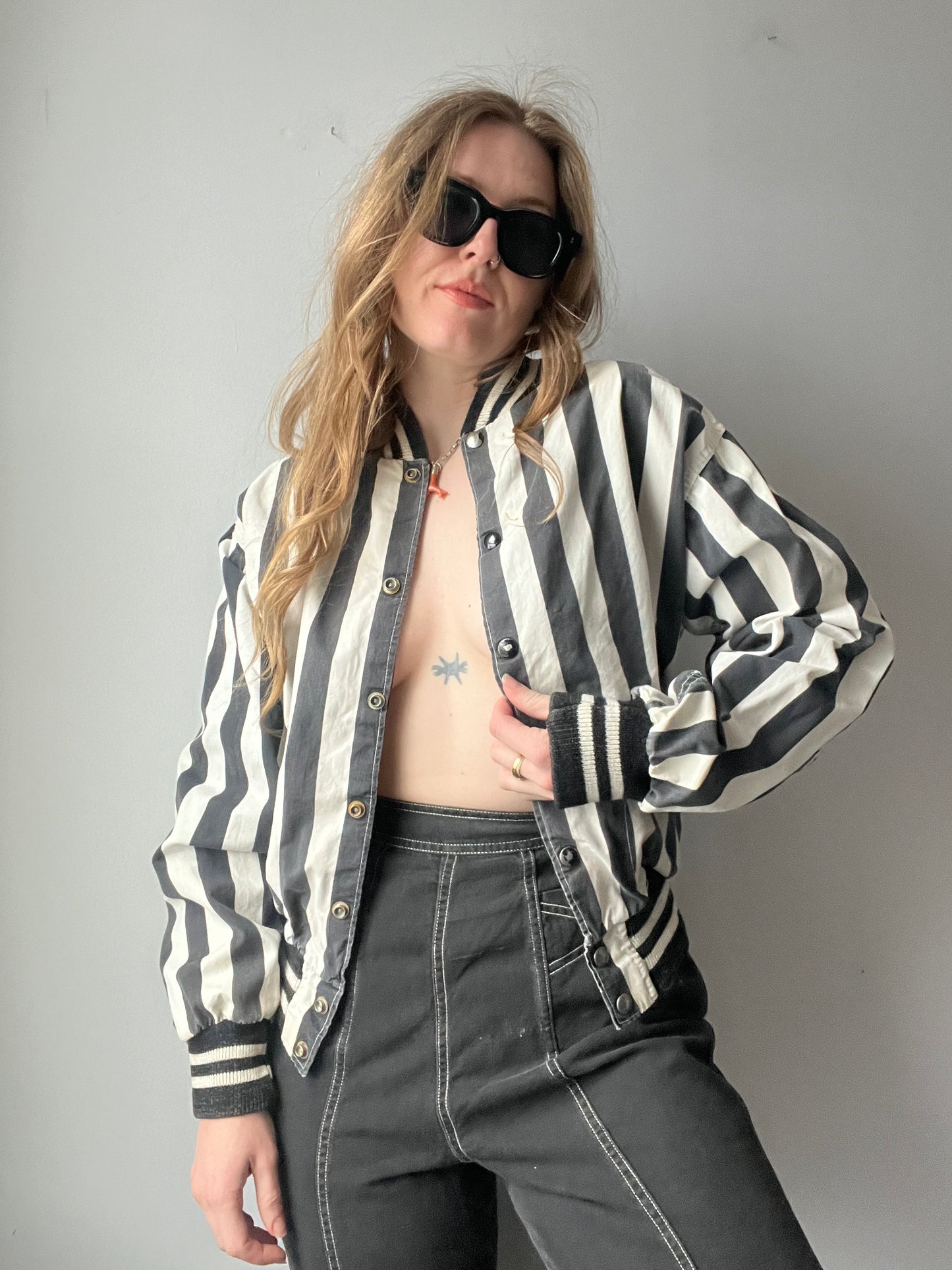 1950s Black and White Striped Referee Jacket