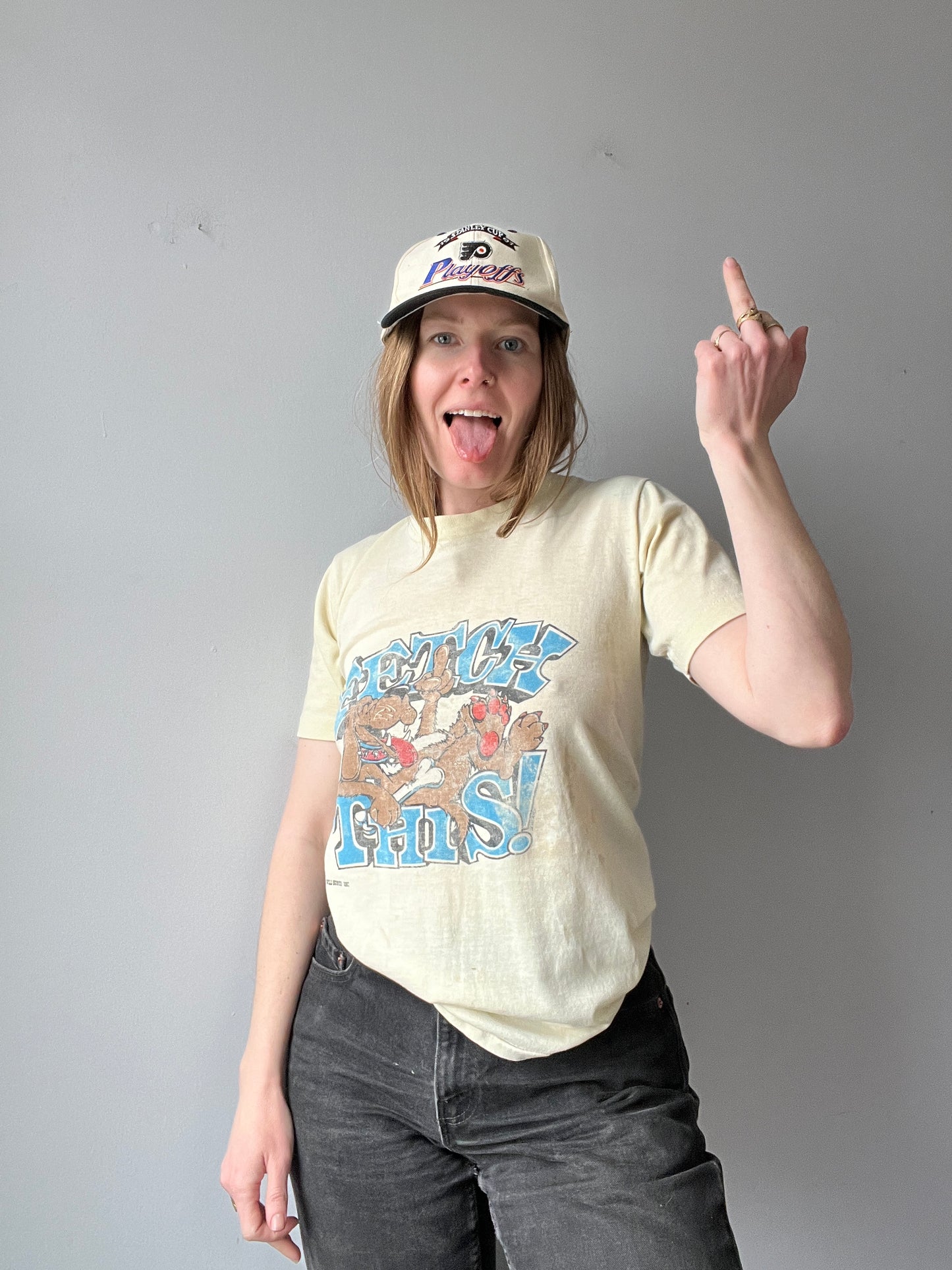 1980s Fetch This Middle Finger Doggy Shirt