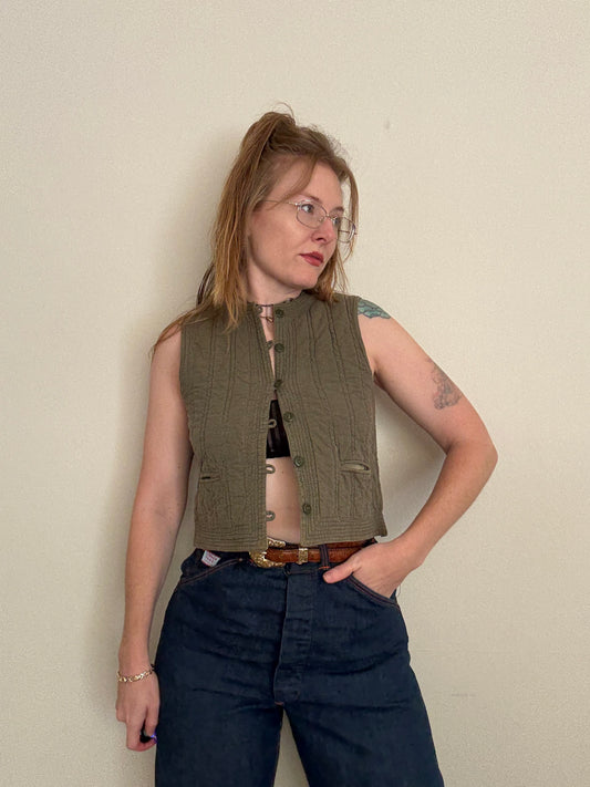 1990s Cotton Quilted Vest