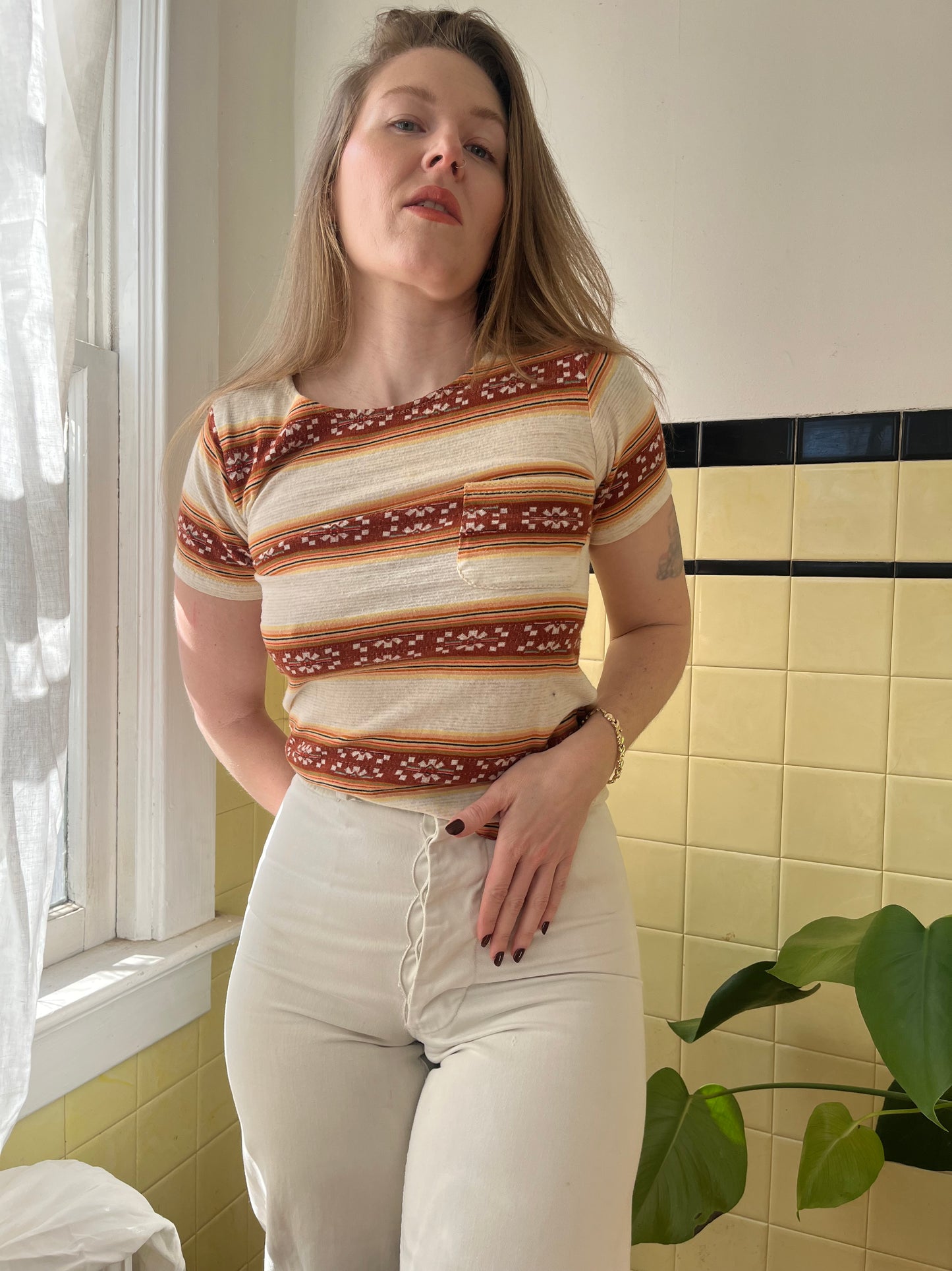 1950's/1960's Cotton Printed Pocket Tee XS/S