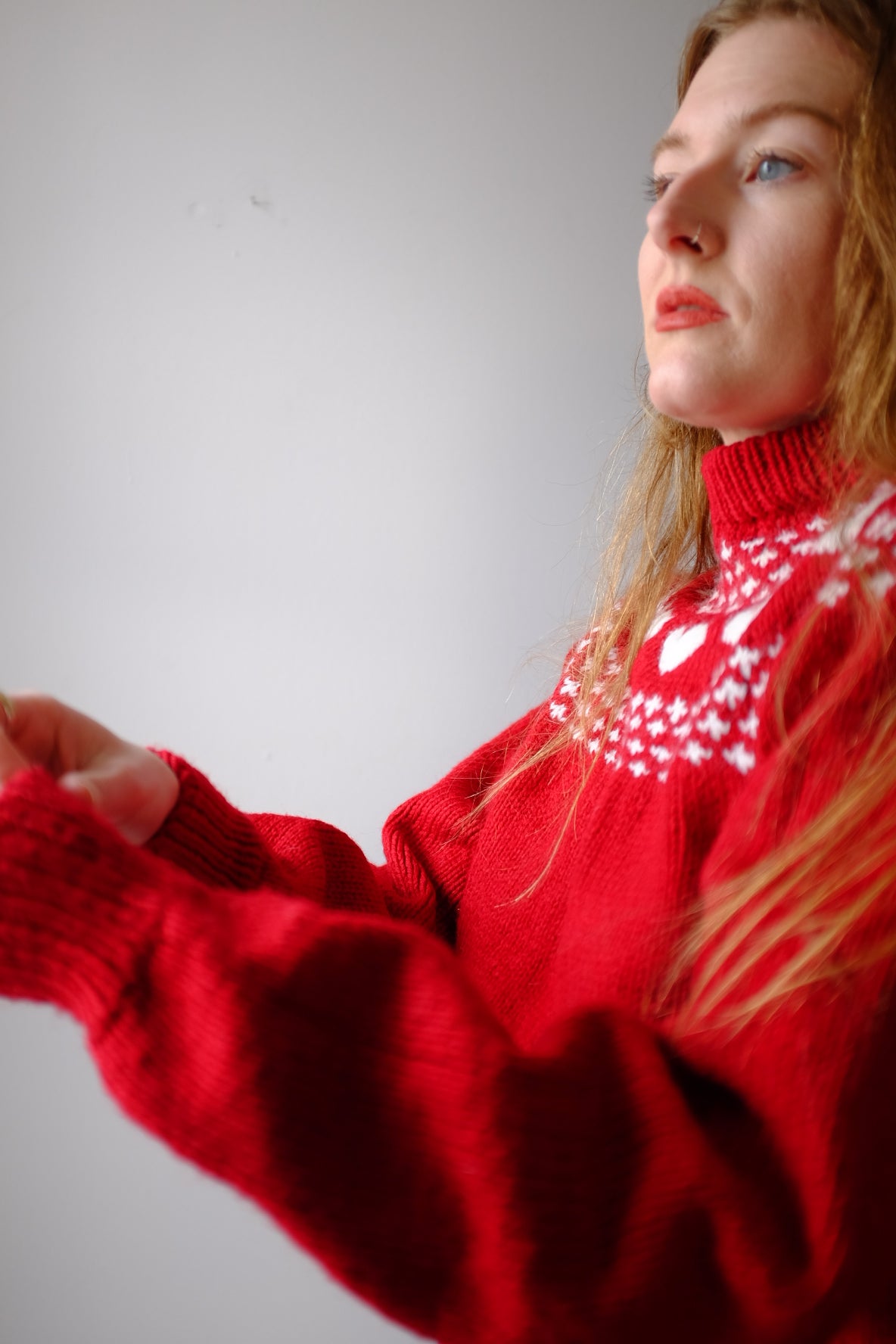 1960s Hand Knit Red Heart Sweater