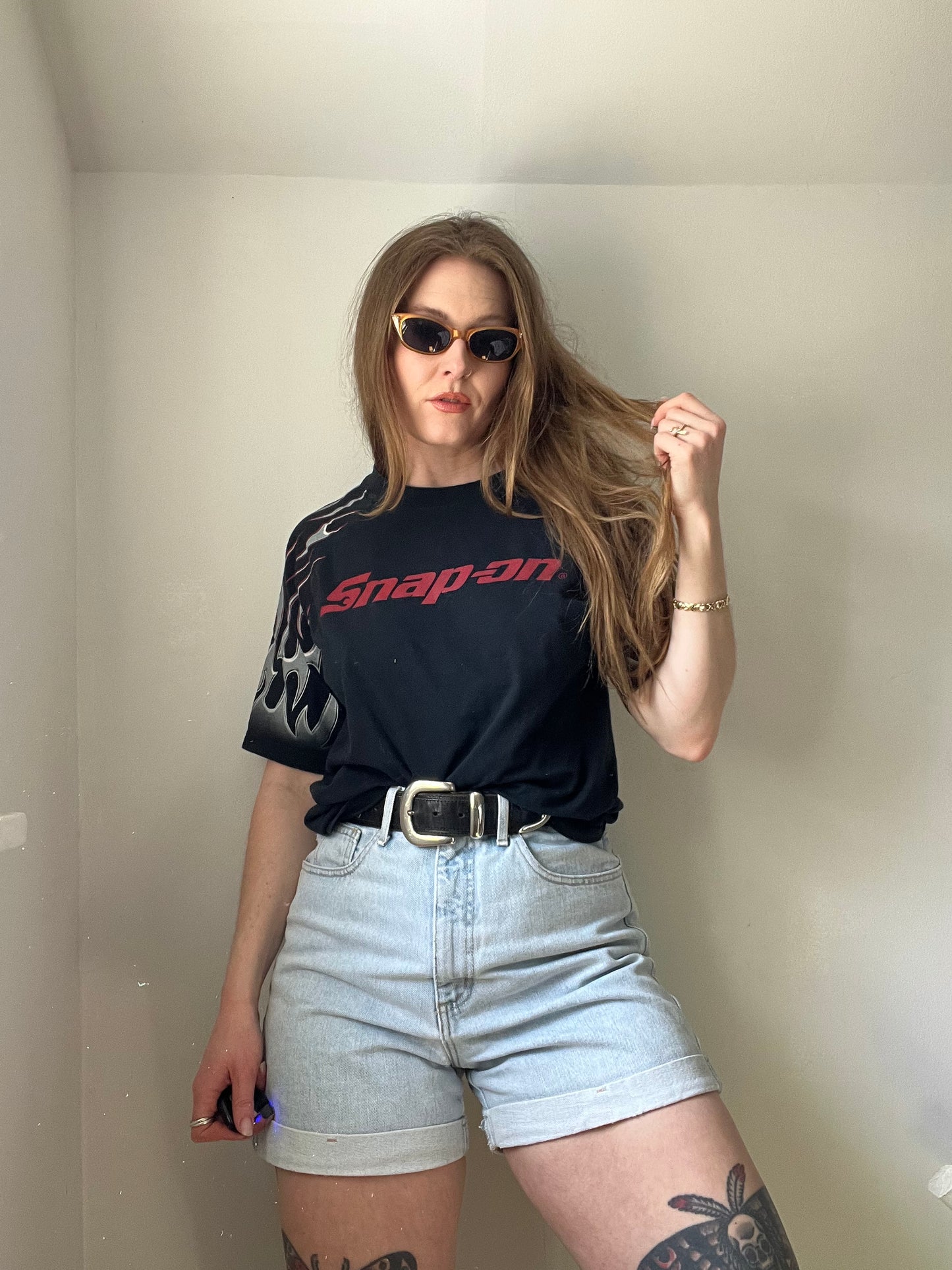 1990’s Snap On Made in USA Flame Sleeve Tee M