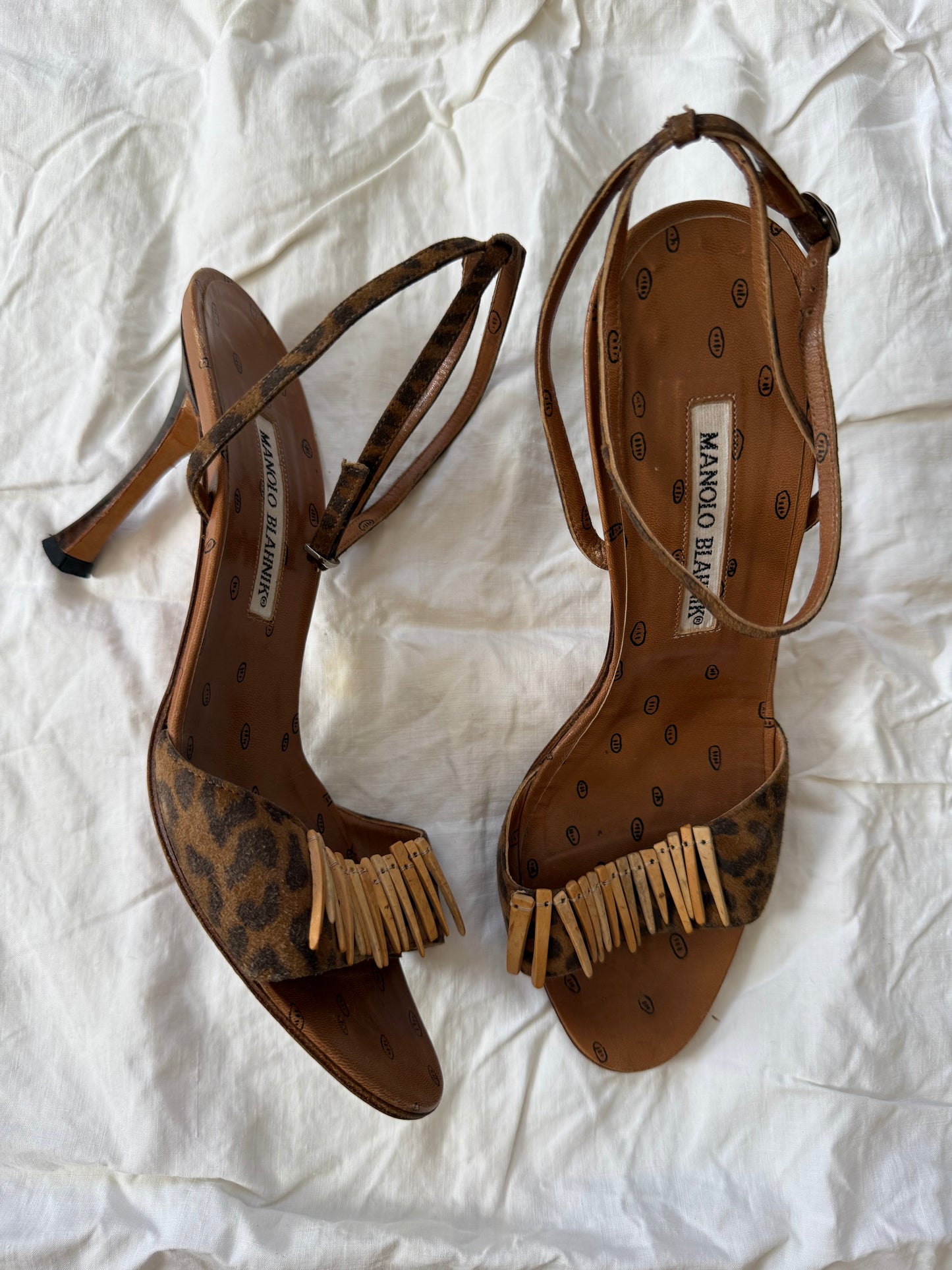 Vintage Manolo Blahnik Cheetah Print Stiletto Heels 38