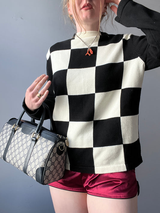 Cotton Checkered Sweater