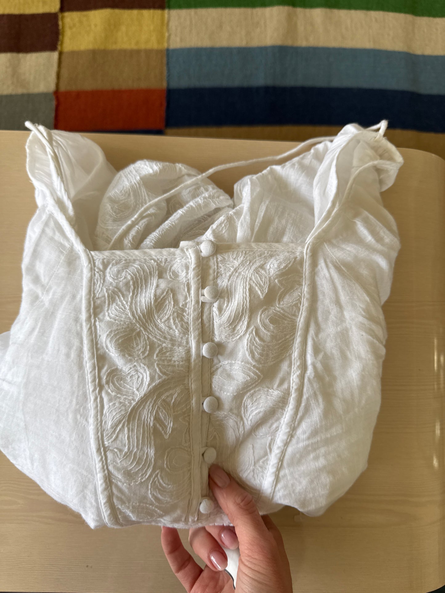 Anthro White Flowy Top