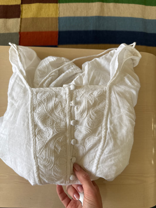 Anthro White Flowy Top