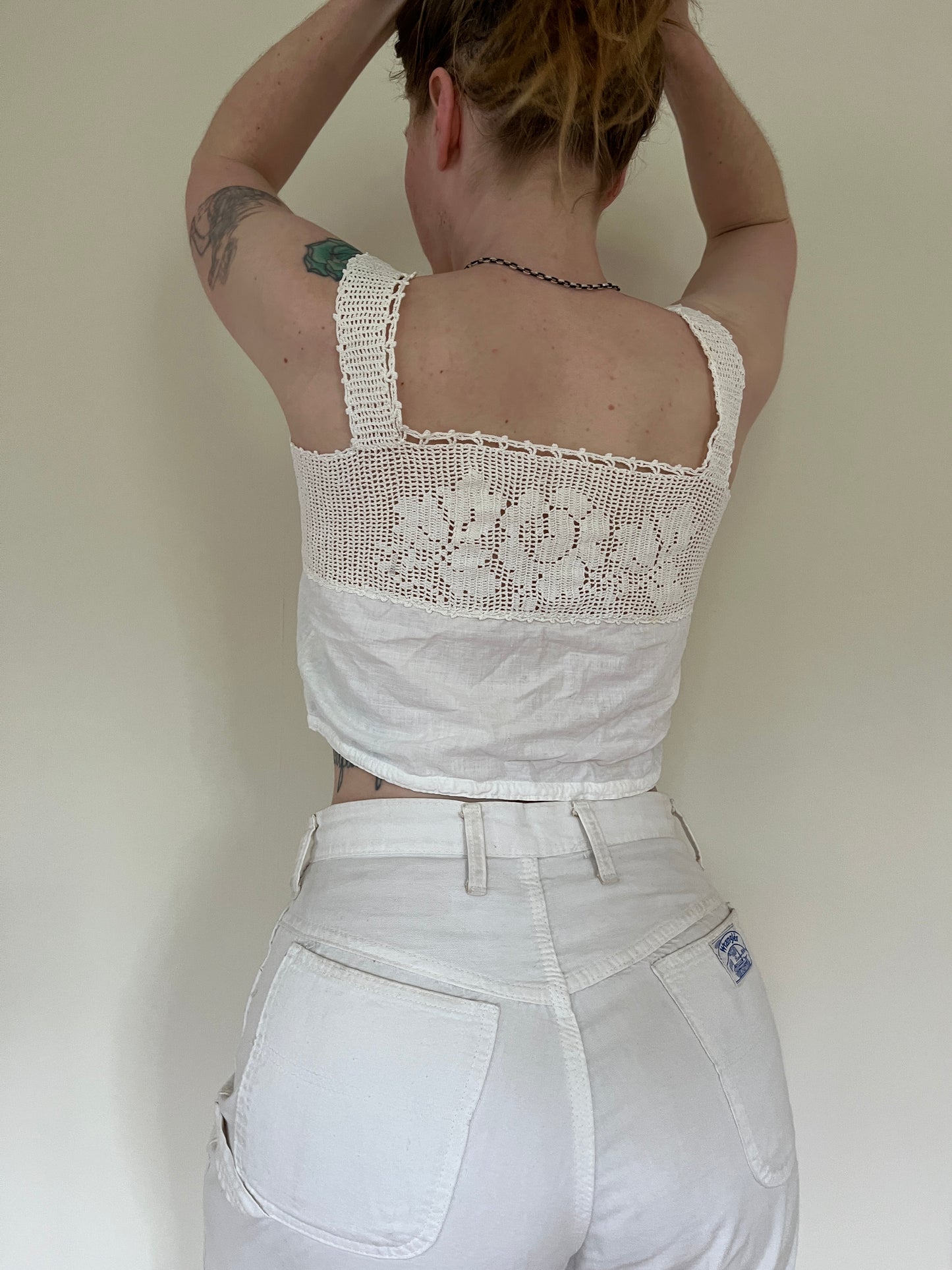 1900s Antique Victorian Camisole Rose Detailing