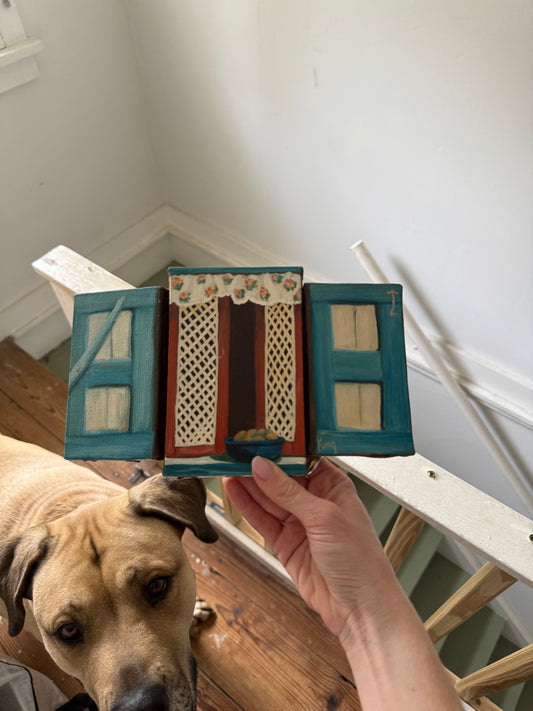 Vintage 3 Painting Window Scene