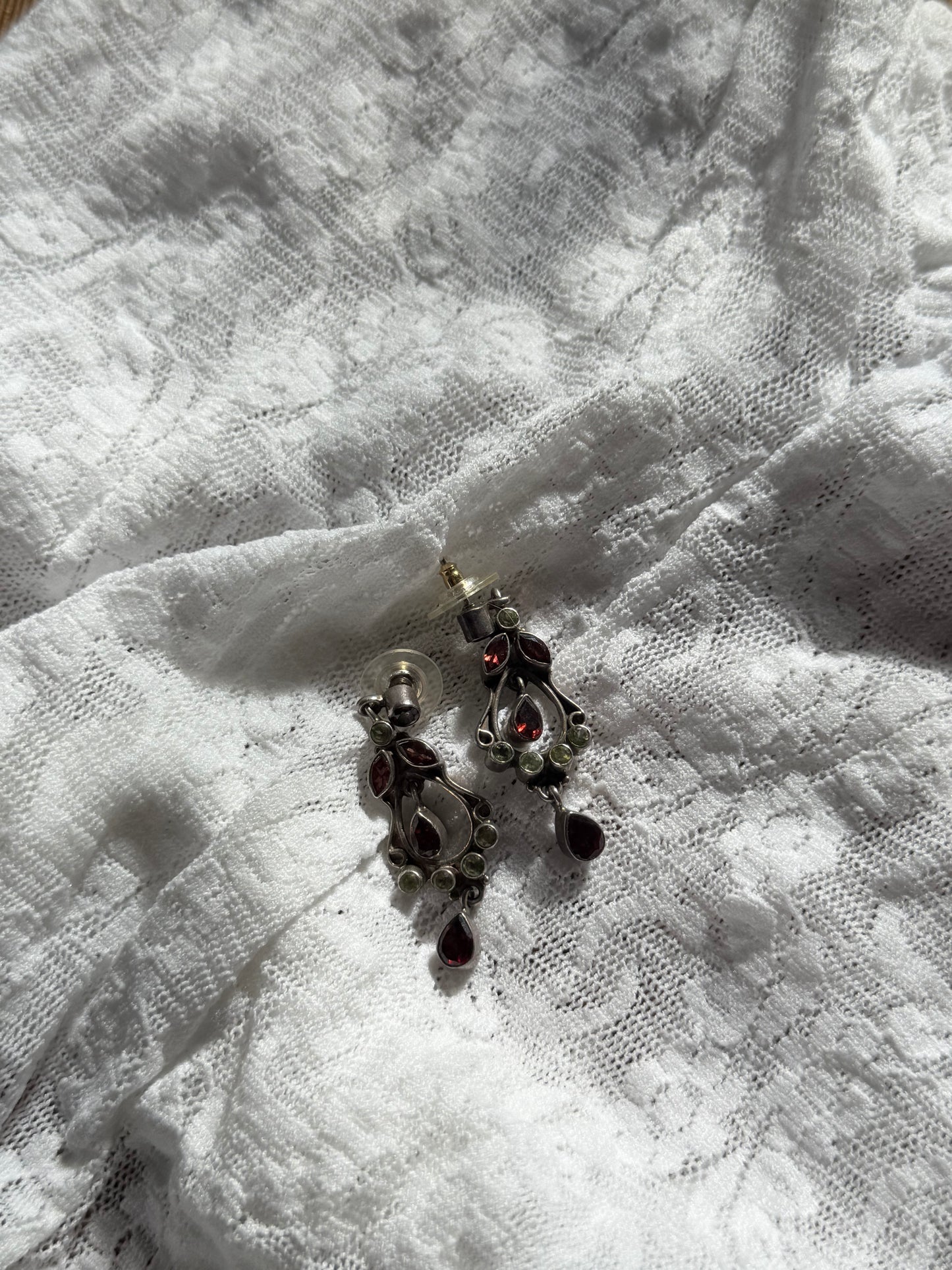 925 Silver & Stones Hanging Chandelier Earrings