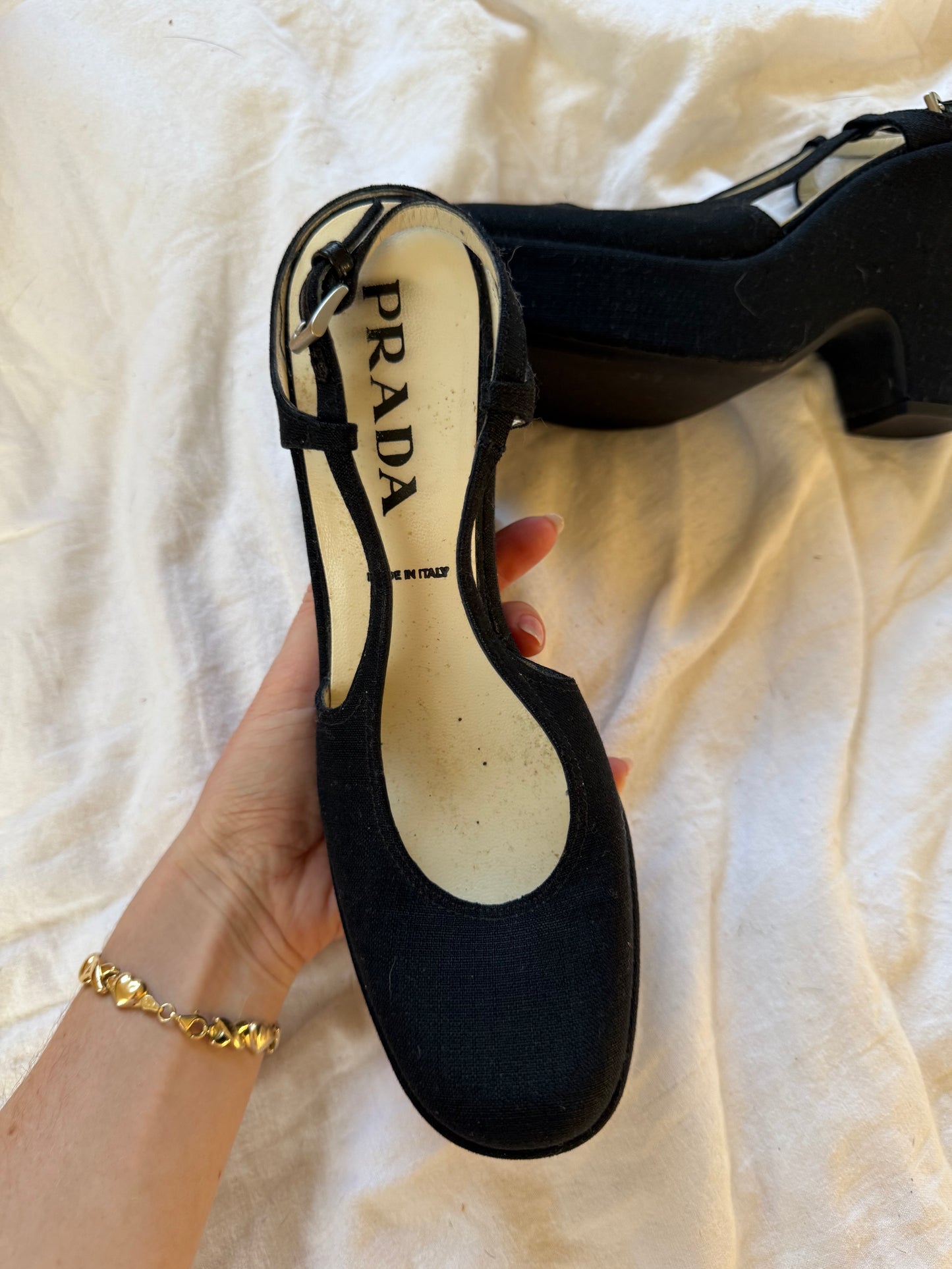1990s Vintage Prada Black Heels 7.5