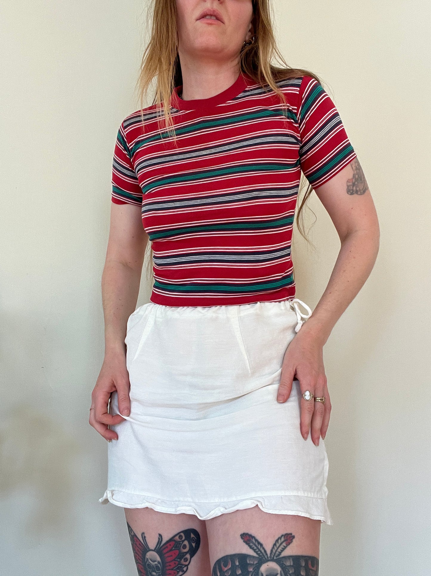 Vintage 1990s Red Striped Baby Tee