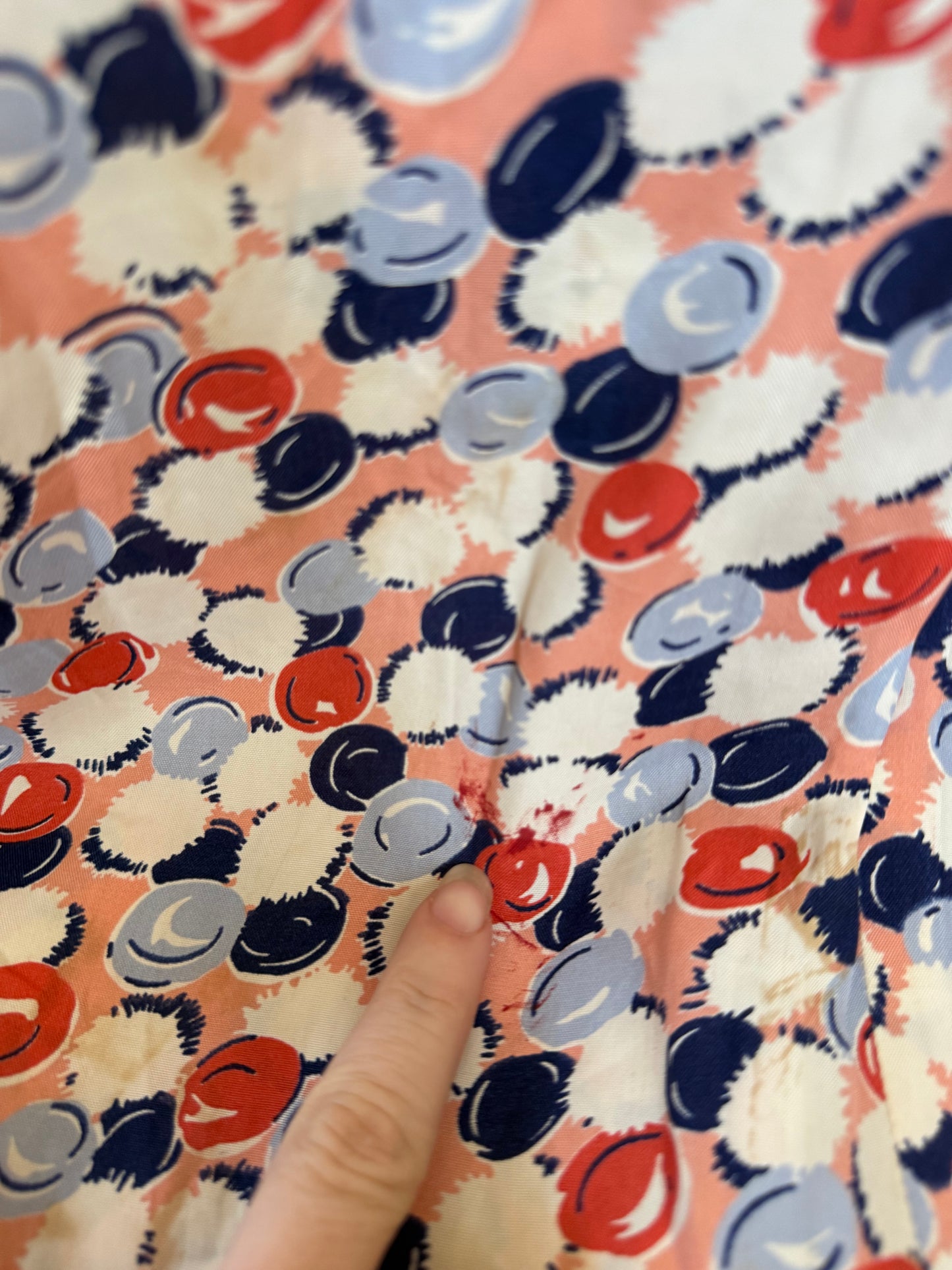 1940's Cold Rayon Multi Color Printed Blouse As Is