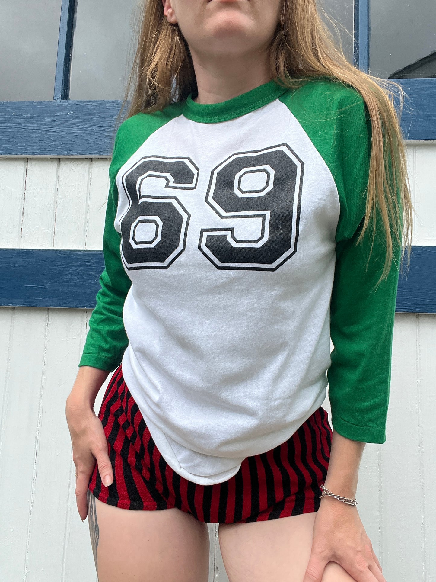 1980s 69 Green Raglan Tee