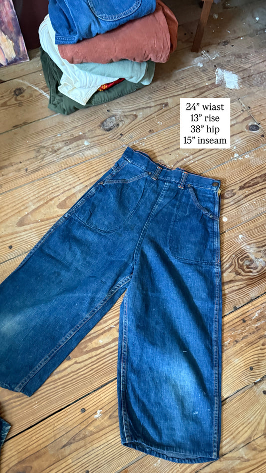 24” Denim Jeans & Red Side Zips
