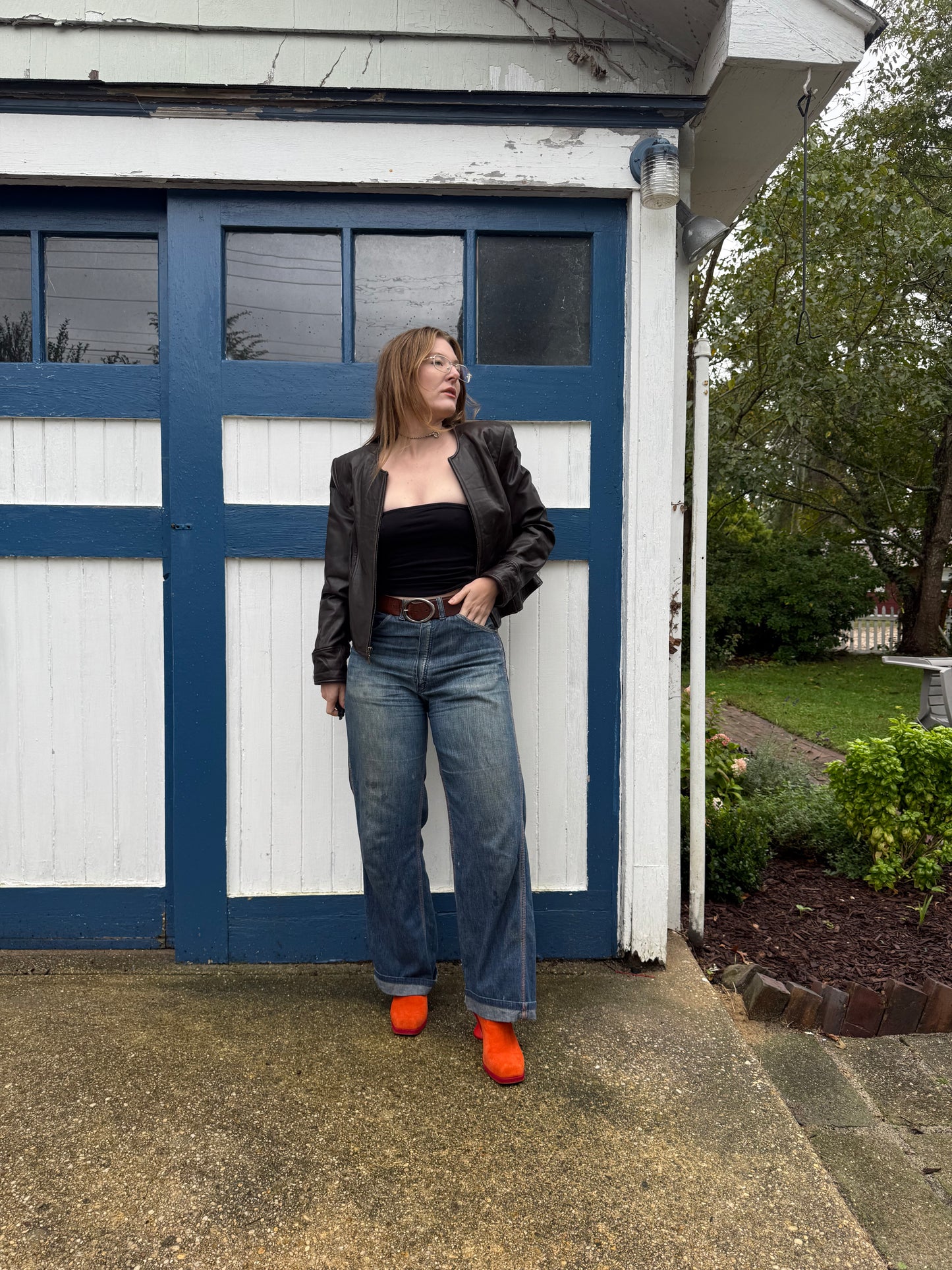 1980s Lord & Taylor Brown Leather Cropped Jacket
