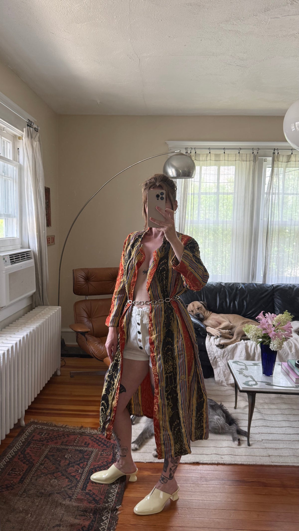1920s Antique Striped Colorful Open Duster