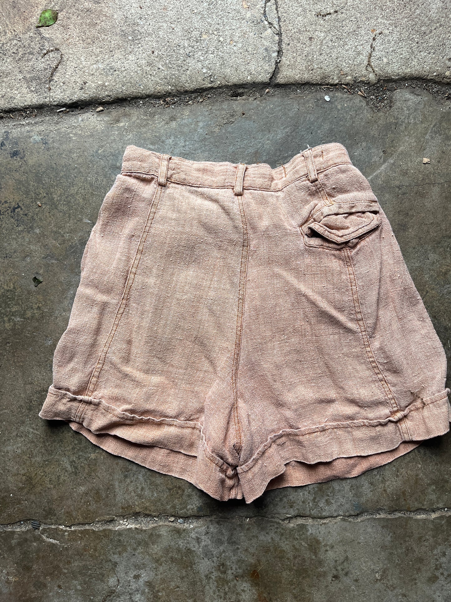 1990s Salmon-y Orange Hemp Shorts 24"