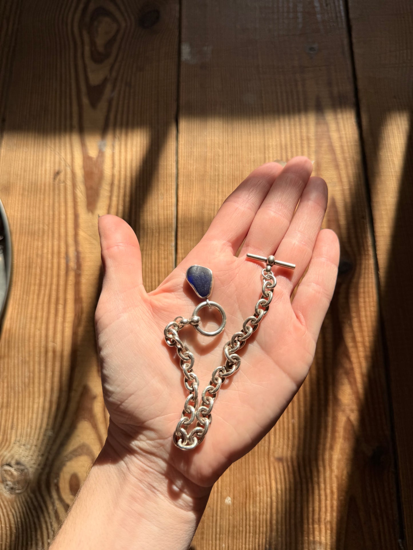 Silver Soldered Link Bracelet with Charm