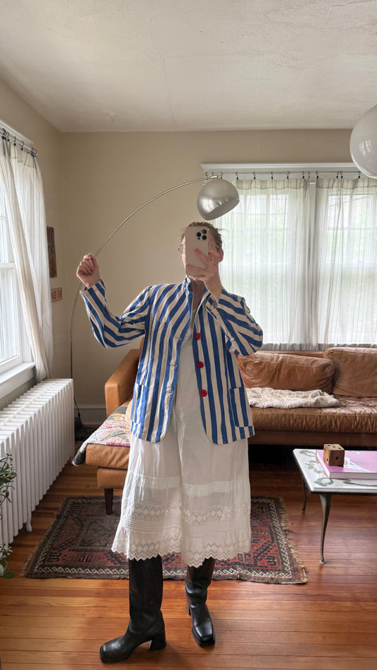 1950s Cotton Blue Blazer with Stripes