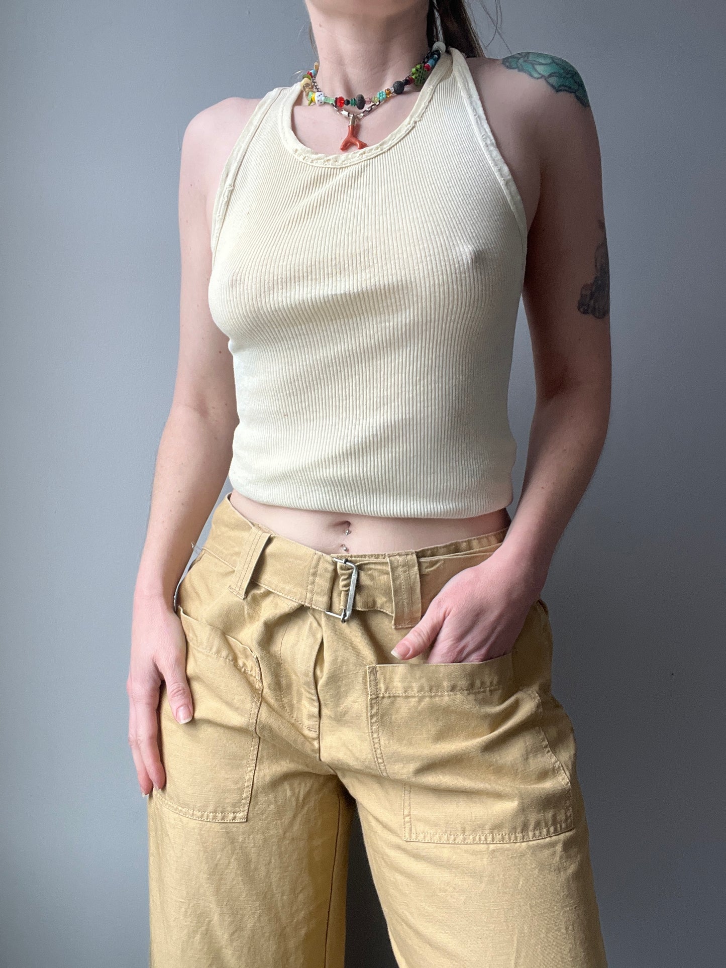 Flax/Cotton Tan Trousers