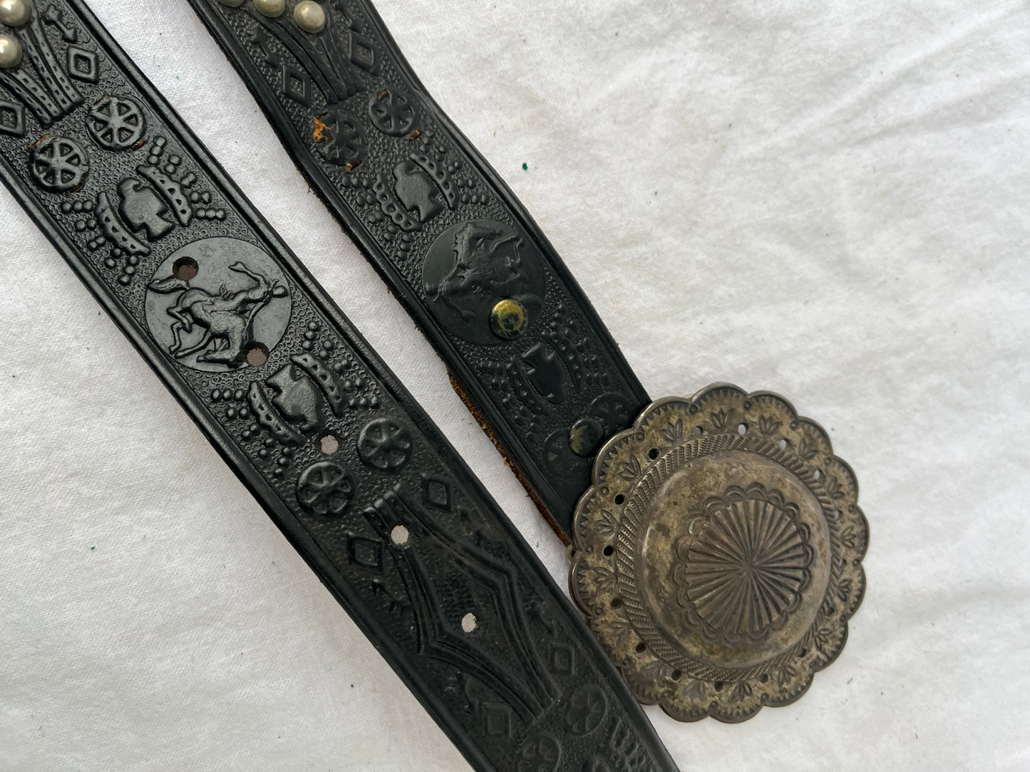 Black Studded Belt RRL Concho Buckle 26”-30”