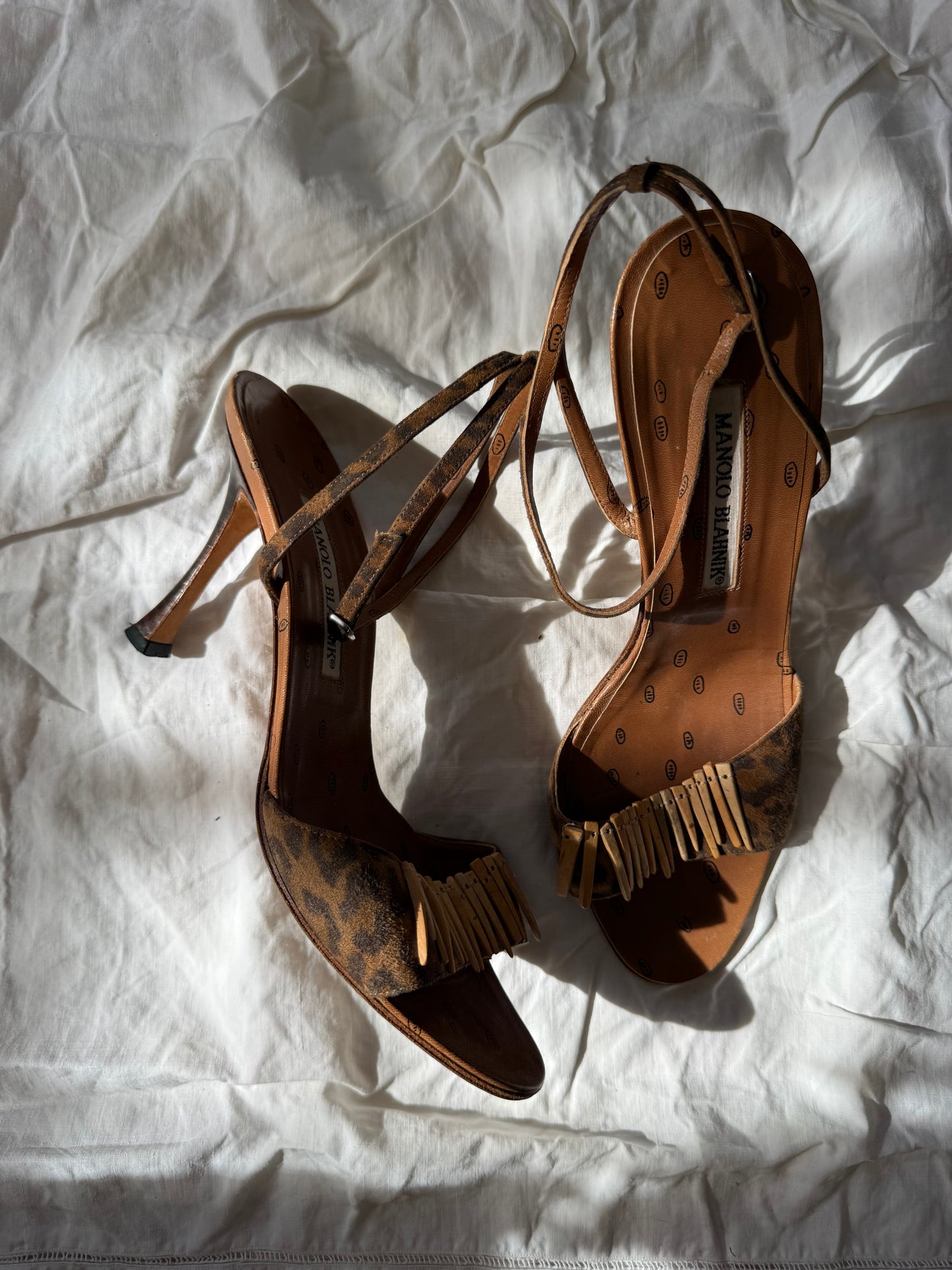 Vintage Manolo Blahnik Cheetah Print Stiletto Heels 38