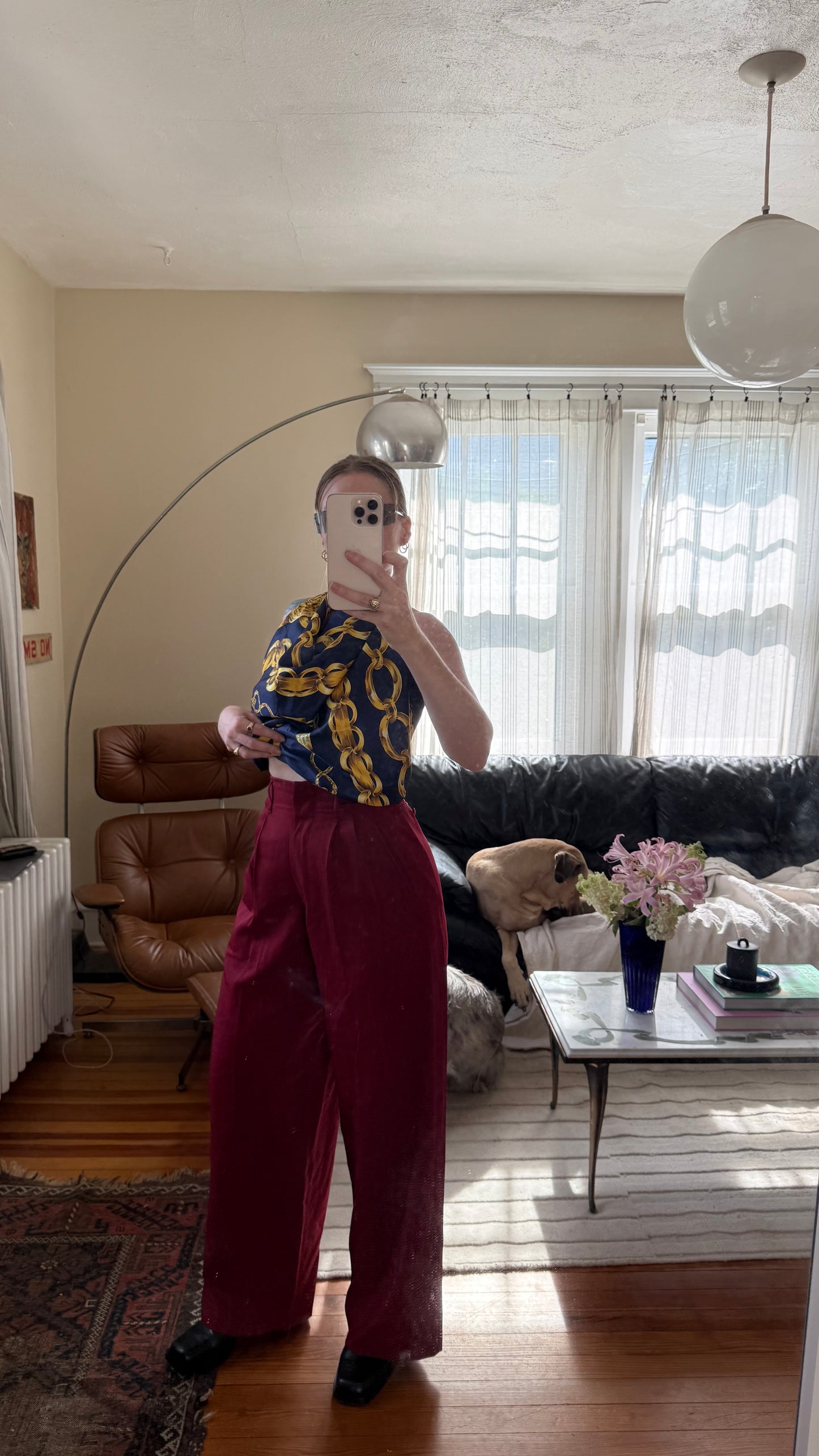 1990s Jean Paul Gaultier Deep Red Wide Leg Trousers 24”