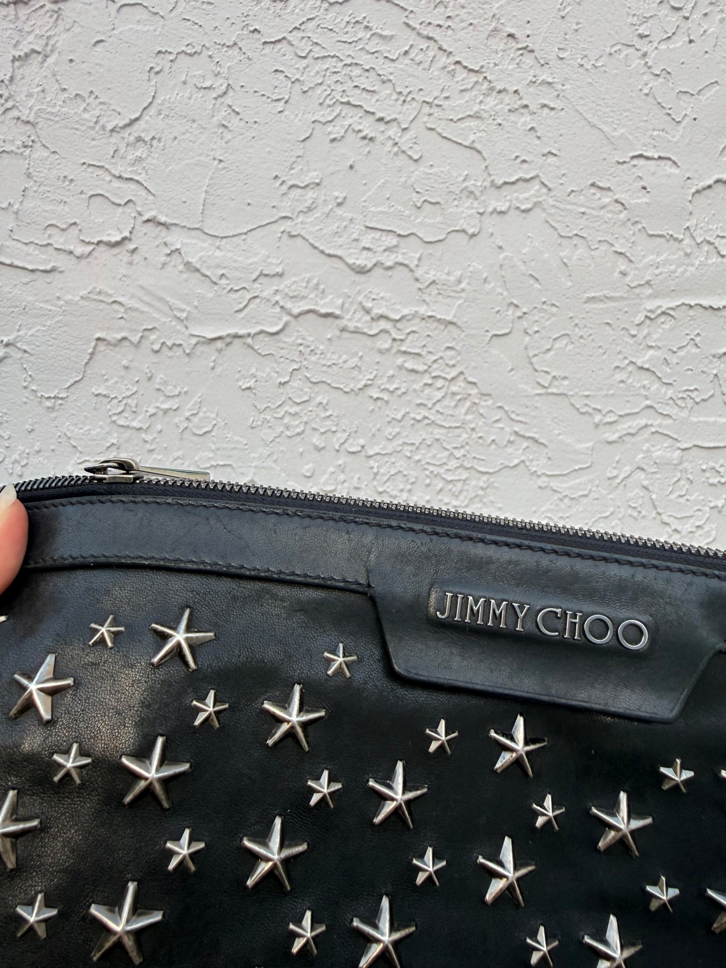 Jimmy Choo Leather Star Studded Clutch