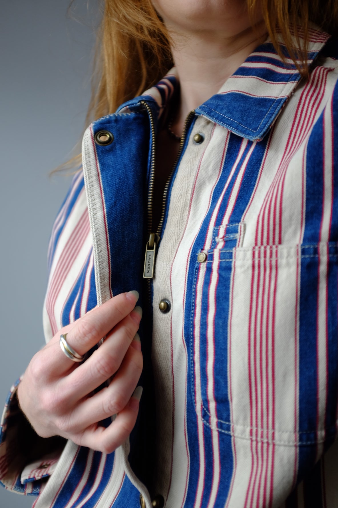 1990s Ralph Lauren Ticking Stripe Chore Coat