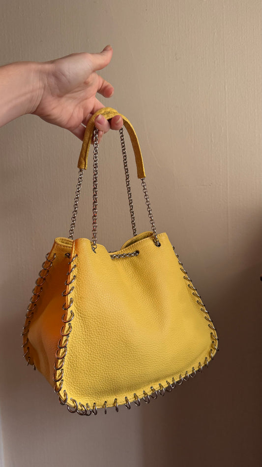 Vintage Frankie Amaury Yellow Pierced Purse
