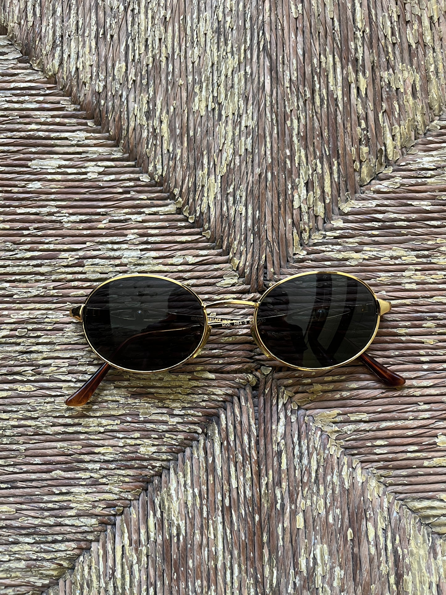 Vintage Versace Oval Sunglasses Gold