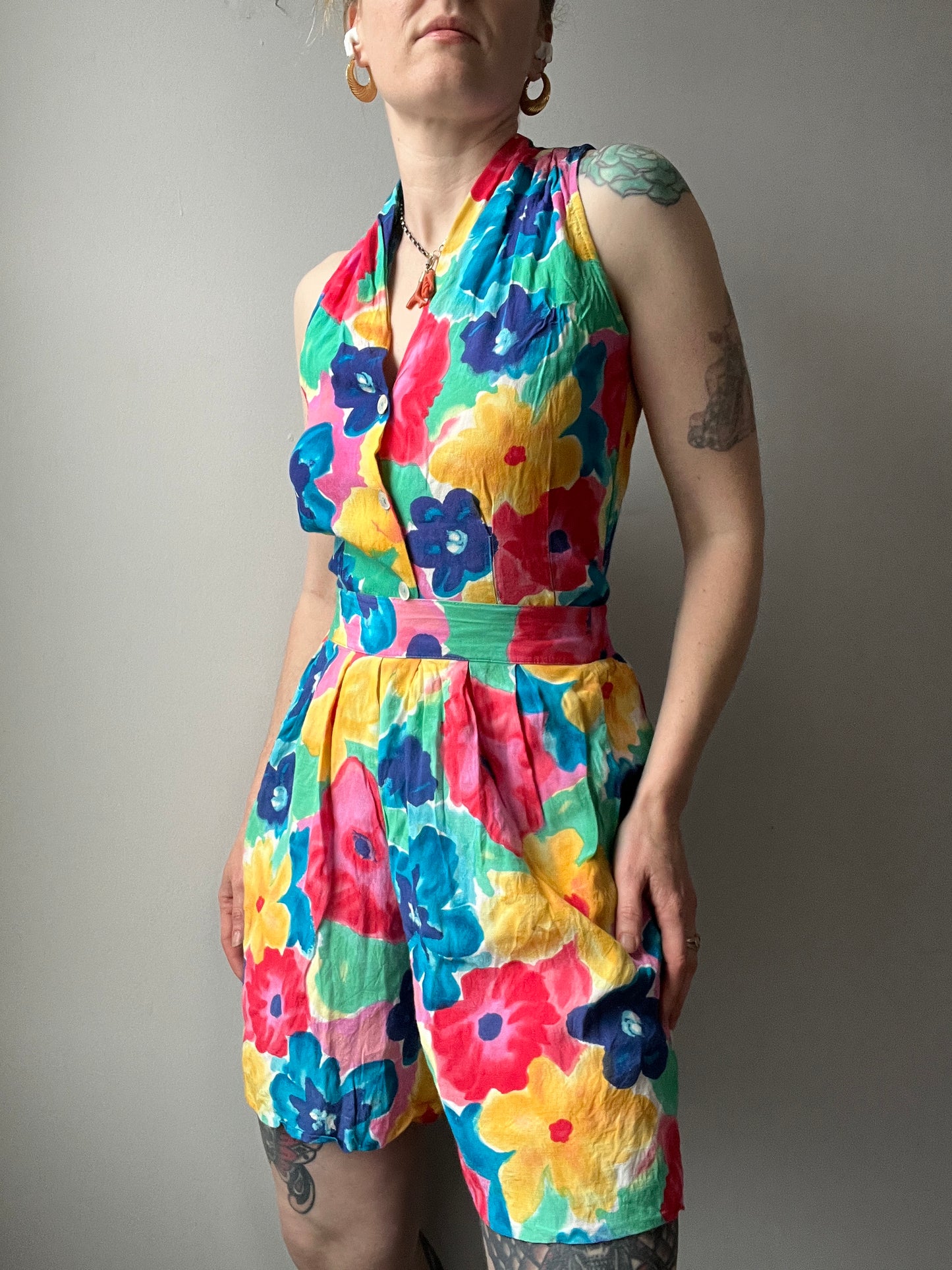 1990s Rayon 2 Piece Floral Set