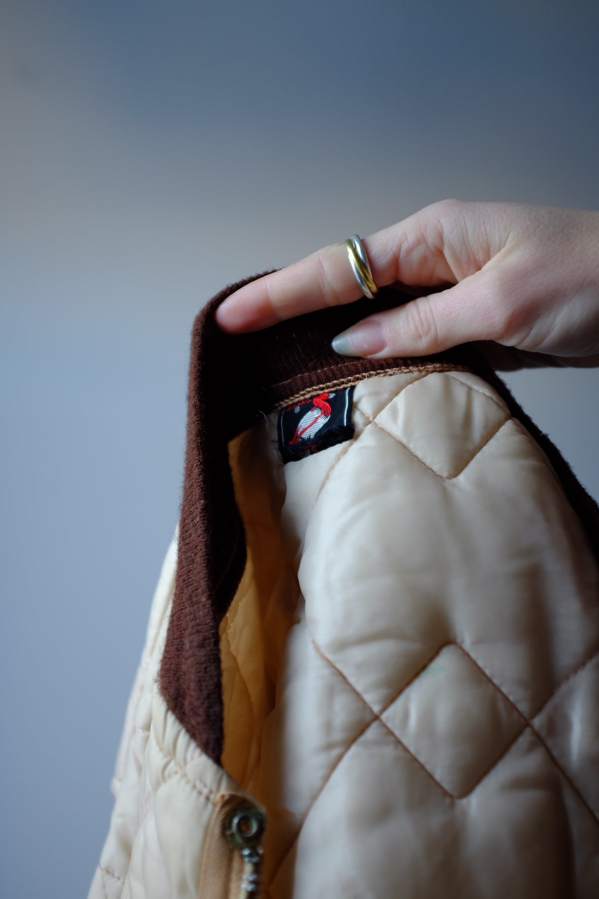 1970s Quilted Tan Zip Up Jacket