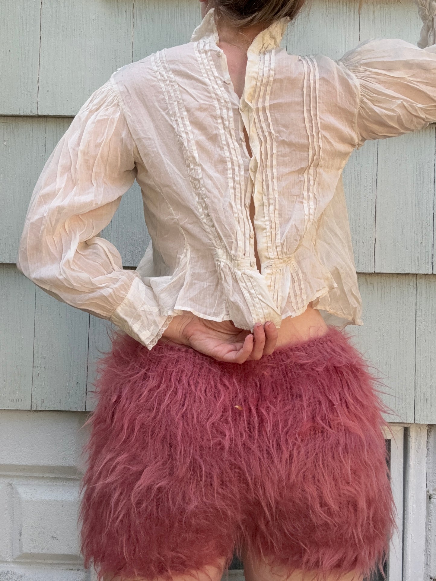 Antique Victorian Corset White Cotton Top S