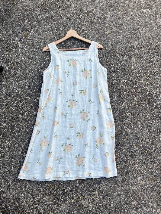 Vintage Floral Linen Dress