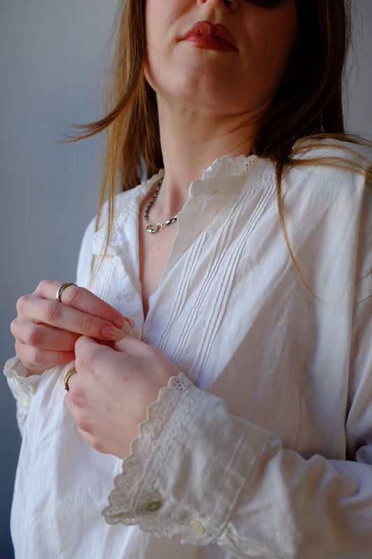 1900s White Cotton Victorian Blouse