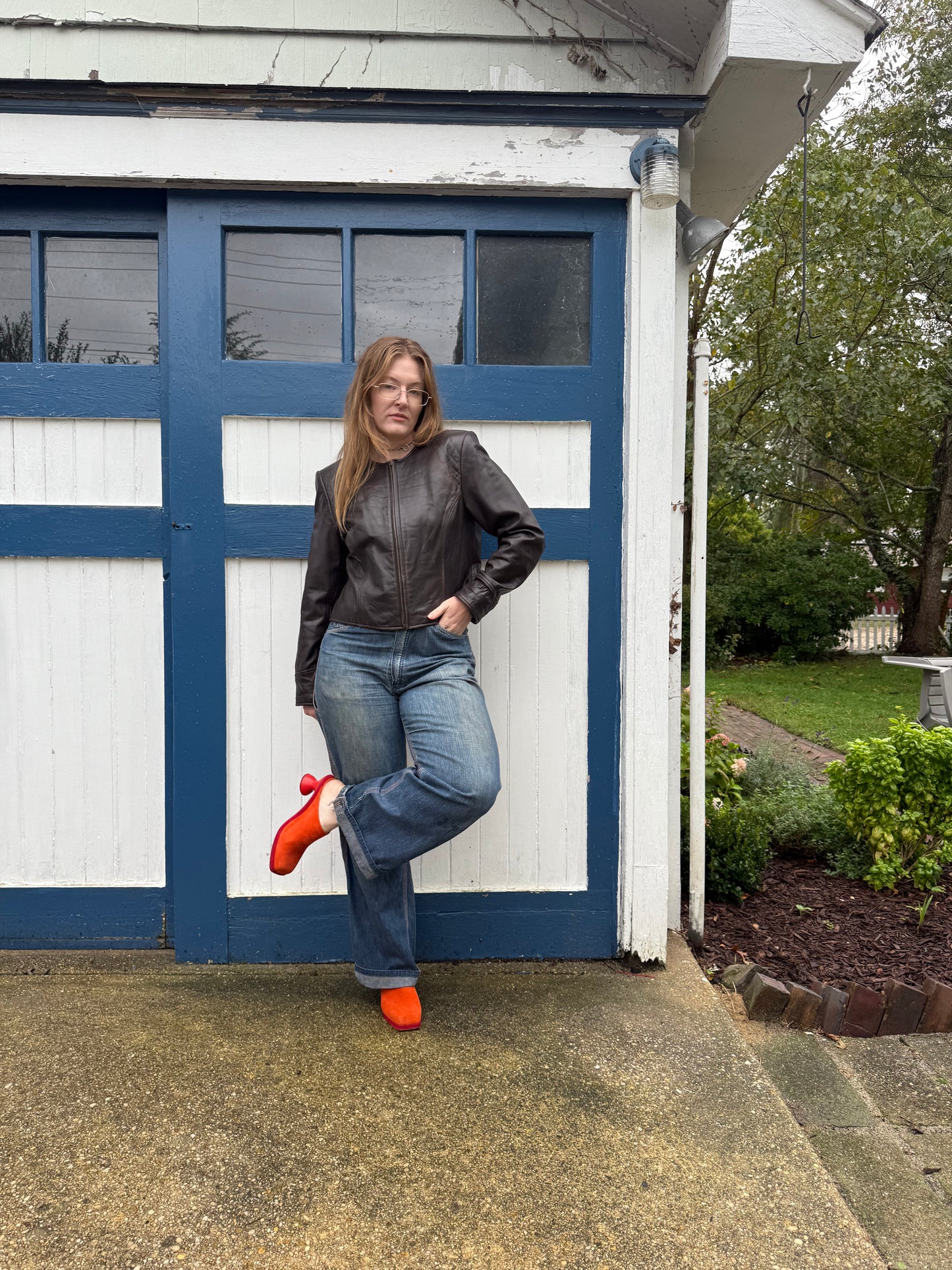1980s Lord & Taylor Brown Leather Cropped Jacket