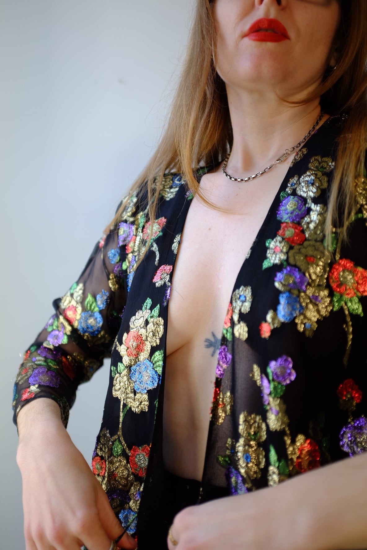 1970s Dinallo Designer Floral Wrap Top