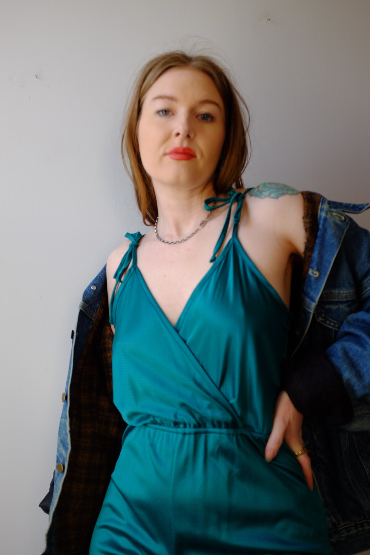 1970s Teal Jumpsuit S/M